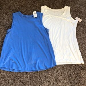 Blue and White Sleeveless Tank Tops Set of Two NWT